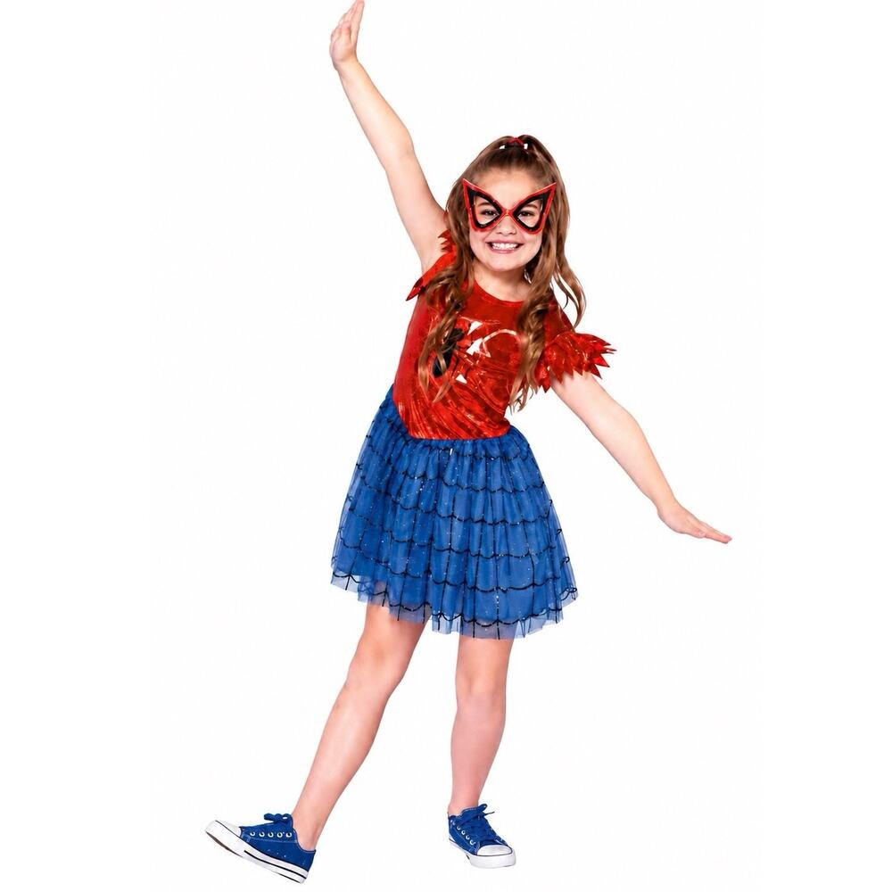Jazwares Marvel Girls Spider-Man tutu Dress Halloween Costume mask spider web M